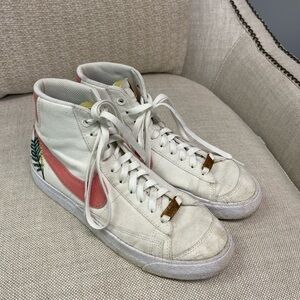 Nike Blazers White and Pink High-Top Sneakers